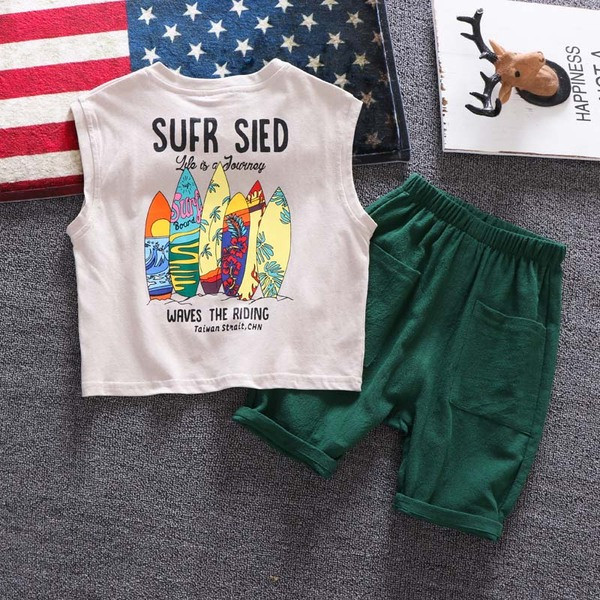 Set copii modern pentru baieti pantaloni + maiou de culoare mov