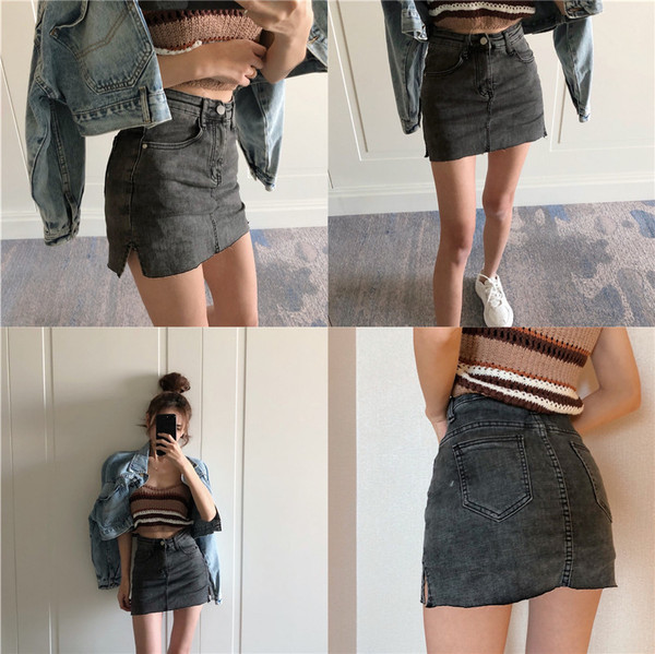 Fusta scurta de denim moderna de dama in trei culori