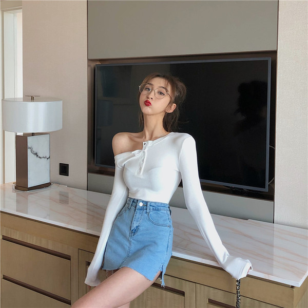 Fusta scurta de denim moderna de dama in trei culori