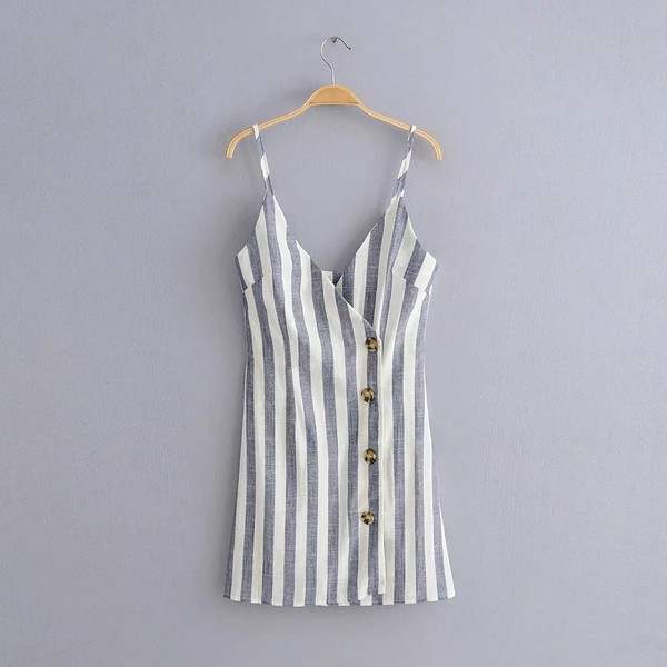 Rochie de dama in dungi cu bretele subtiri