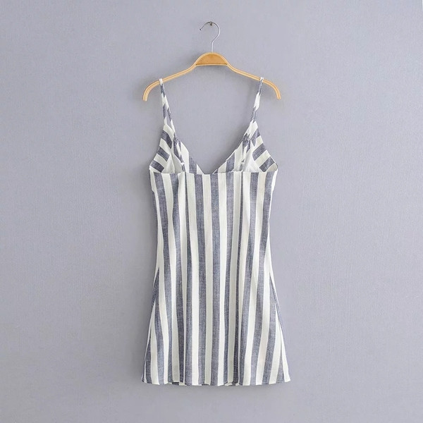 Rochie de dama in dungi cu bretele subtiri