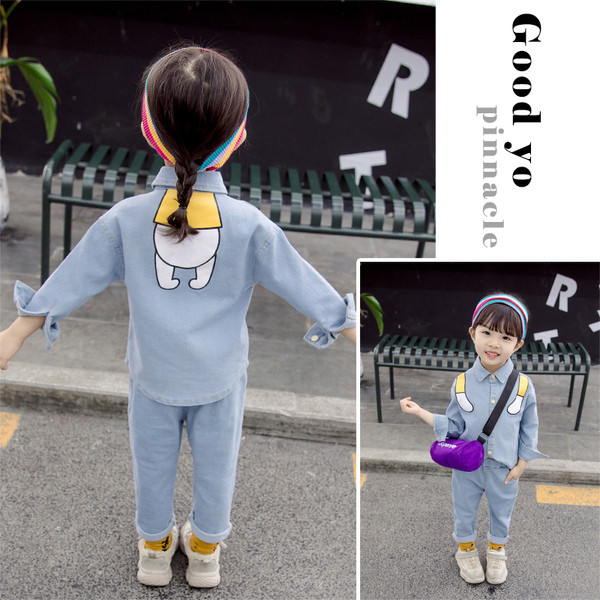 Set de denim zilnic pentru copii cu aplicație albastră