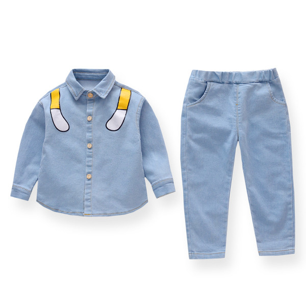 Set de denim zilnic pentru copii cu aplicație albastră