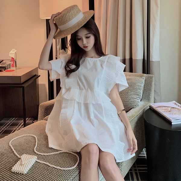 Rochie casual dama - model croiat in alb si negru