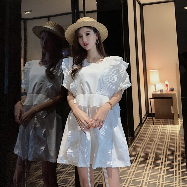 Rochie casual dama - model croiat in alb si negru