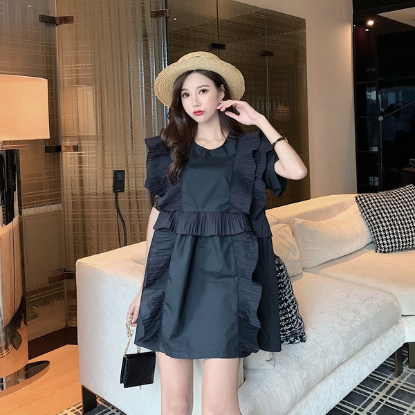 Rochie casual dama - model croiat in alb si negru