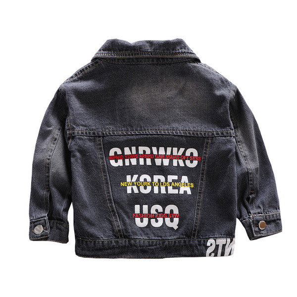 Geacă modernă pentru copii pentru băieți cu imprimeu în albastru și negru