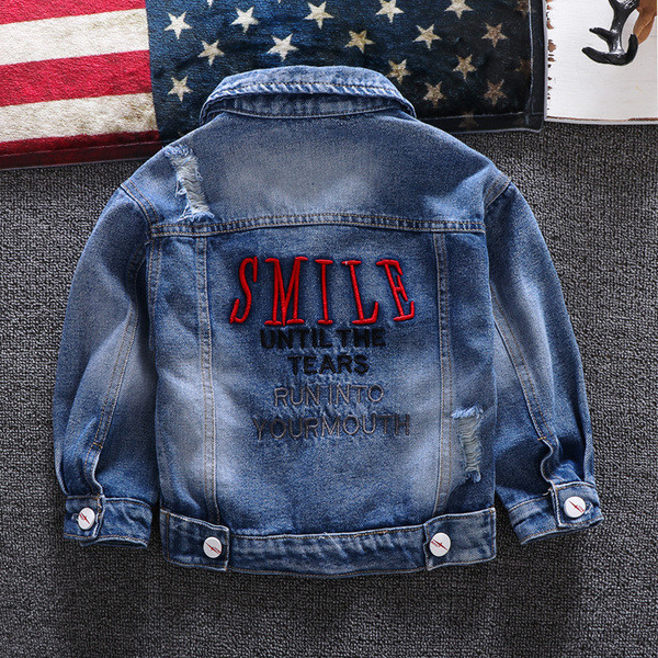 Geaca pentru copii de ultimă generație cu motive rupte și broderie pentru băieți