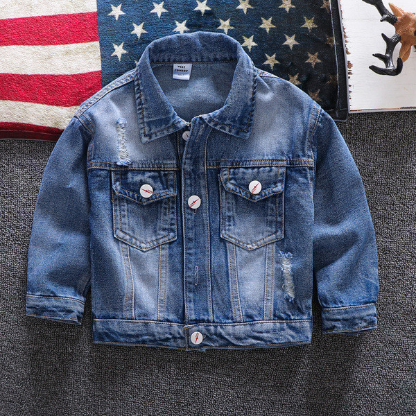 Geaca pentru copii de ultimă generație cu motive rupte și broderie pentru băieți