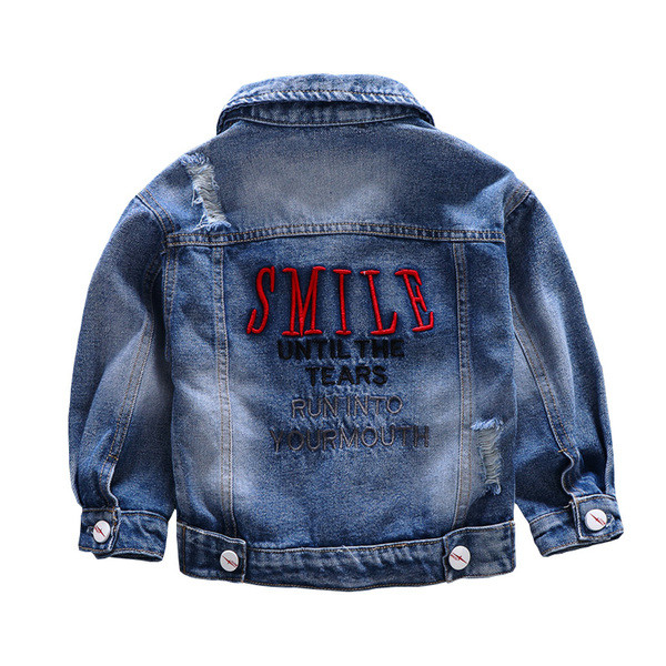 Geaca pentru copii de ultimă generație cu motive rupte și broderie pentru băieți