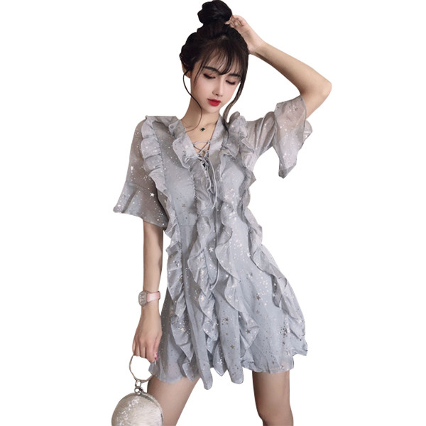 Rochie scurtă de damă actuală de culoare gri