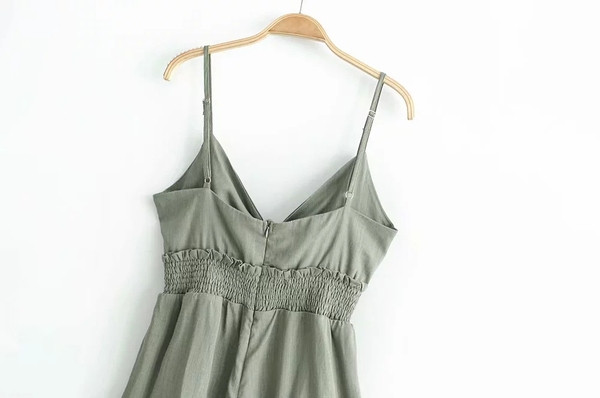 Salopeta de dama cu talie elastica de culoare verde