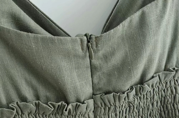 Salopeta de dama cu talie elastica de culoare verde