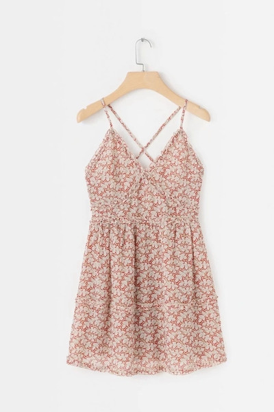 Rochie casual de dama cu bretele subtiri si model floral