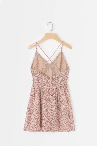 Rochie casual de dama cu bretele subtiri si model floral