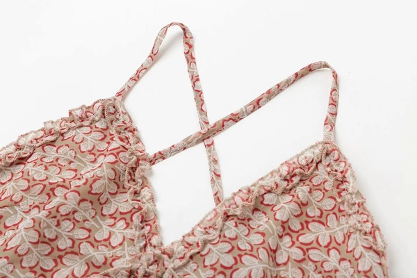 Rochie casual de dama cu bretele subtiri si model floral