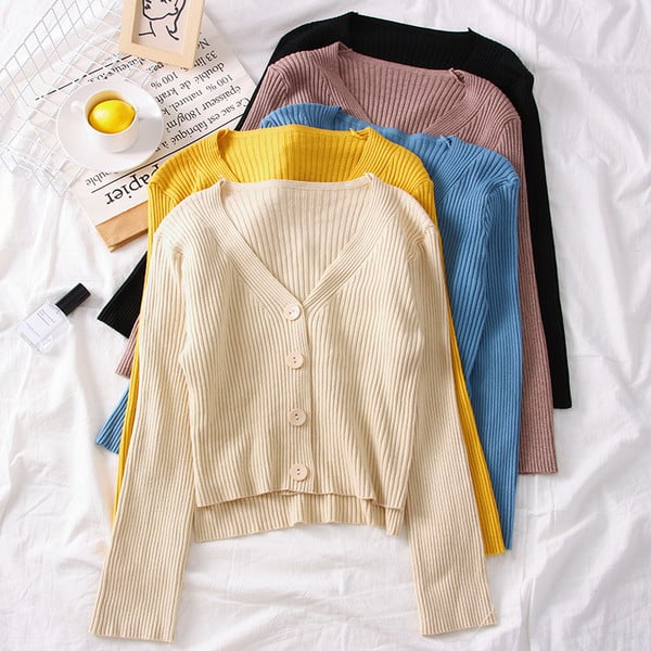 Cardigan casual dama cu nasturi in mai multe culori