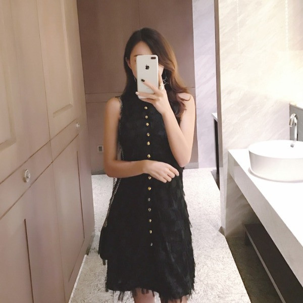 Rochie eleganta de dama in doua culori cu guler inalt