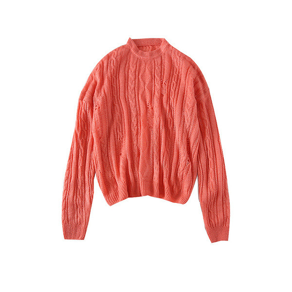 Pulover de dama lat model nou cu decolteu O - trei culori