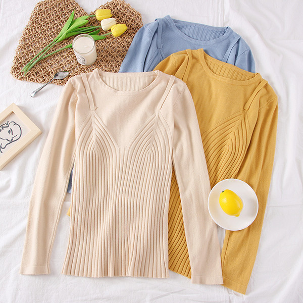 Pulover de dama actual cu decolteu O in mai multe culori