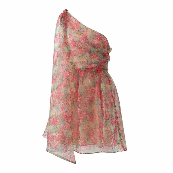 Rochie de dama eleganta cu o maneca si tul