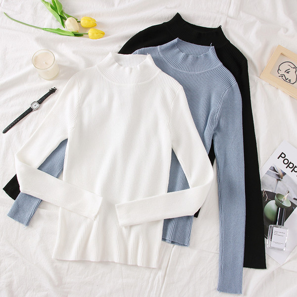 Pulover casual dama cu guler inalt - mai multe culori