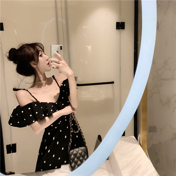 Rochie moderna de dama cu buline in doua culori