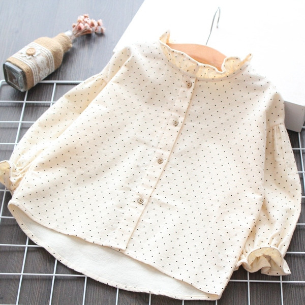 Camasa pentru copii model nou cu maneci lungi cu buline pentru fete