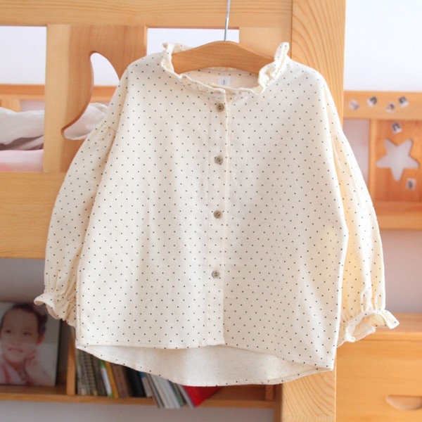 Camasa pentru copii model nou cu maneci lungi cu buline pentru fete