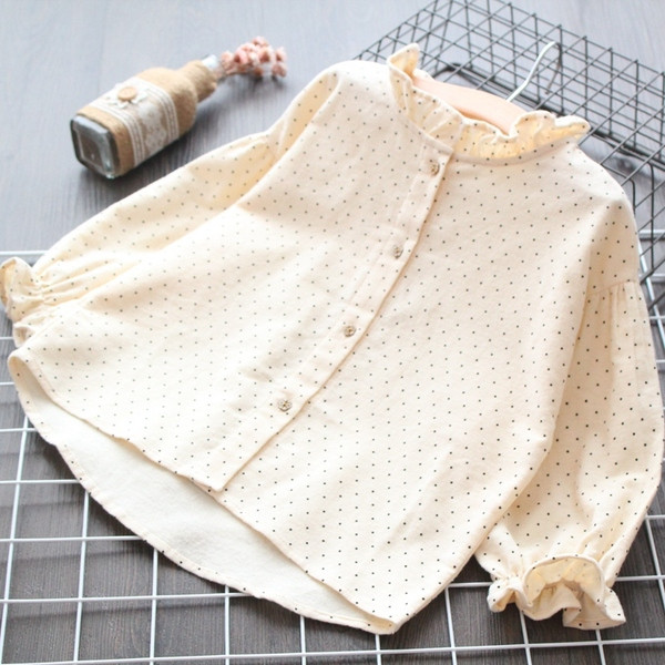 Camasa pentru copii model nou cu maneci lungi cu buline pentru fete