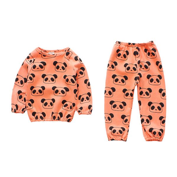 Pijamale de toamna pentru fete in doua parti in albastru si portocaliu