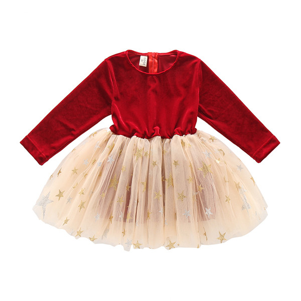 Rochie modernă pentru copii pentru fete cu mâneci lungi și tul