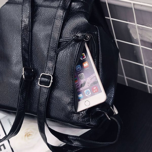 Rucsac modern de dama din piele ecologica de culoare neagra