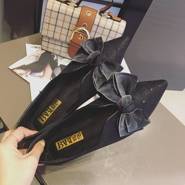 Pantofi eleganti de dama cu panglica in verde si negru