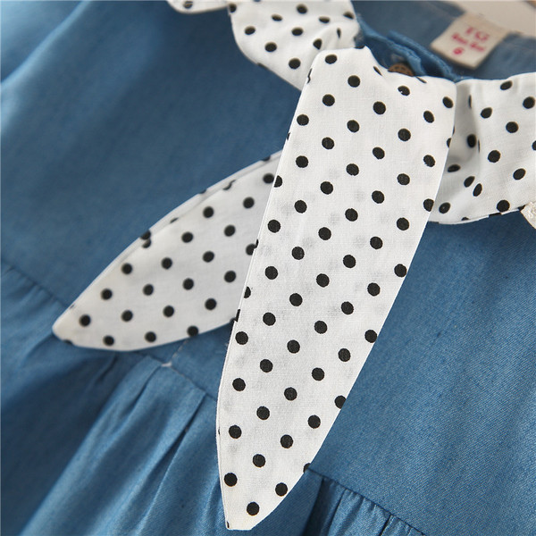 Rochie modernă pentru bebeluși cu mâneci lungi de culoare albastră