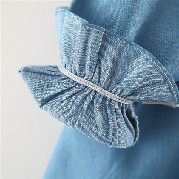 Rochie modernă pentru bebeluși cu mâneci lungi de culoare albastră