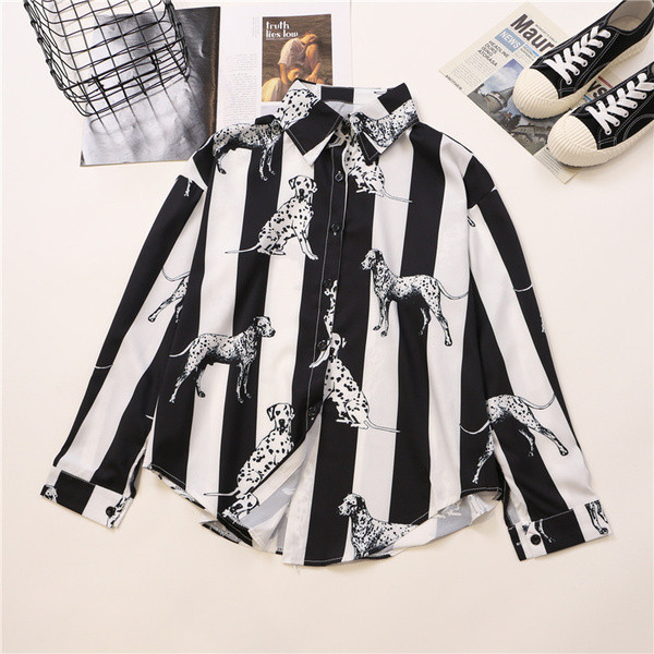 Cămașă modernă de damă în dungi în două culori