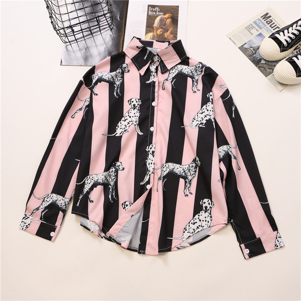 Cămașă modernă de damă în dungi în două culori