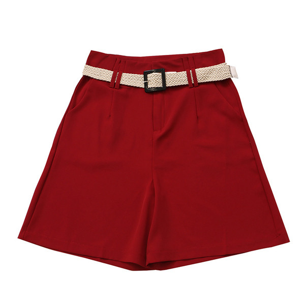 Pantaloni scurti de dama stilati model uni cu talie inalta in mai multe culori