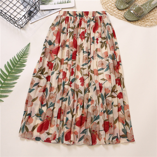 Fusta de dama lunga moderna cu model floral in mai multe culori