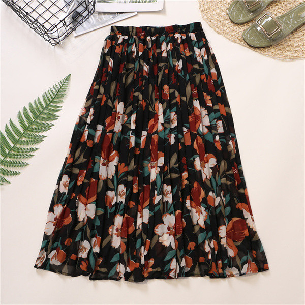 Fusta de dama lunga moderna cu model floral in mai multe culori