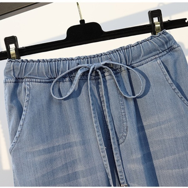 Blugi de dama marime mare cu talie elastica in albastru