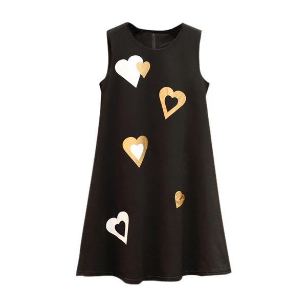 Rochie casual dama model lat in negru cu inimioare