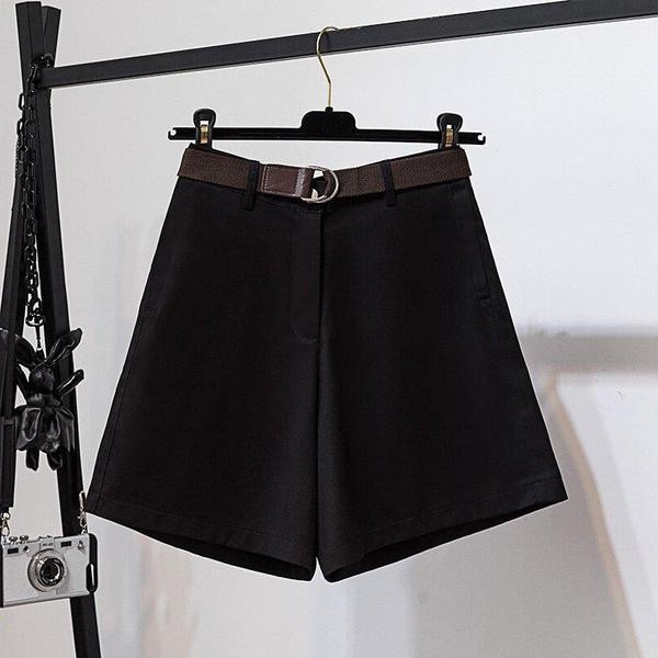 Pantaloni scurți de damă cu talie înaltă în negru și bej, cu mărimi până la 4XL