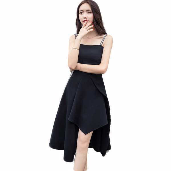 Rochie lunga de dama eleganta - model croiat in negru