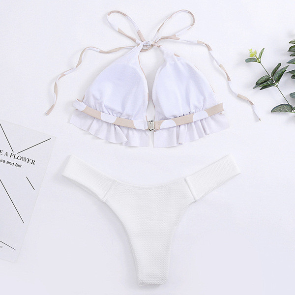 Costum de baie din două piese cu top cu puncte