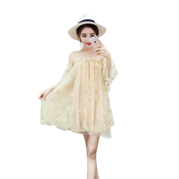 Rochie modernă de damă cu mâneci căzute cu model floral