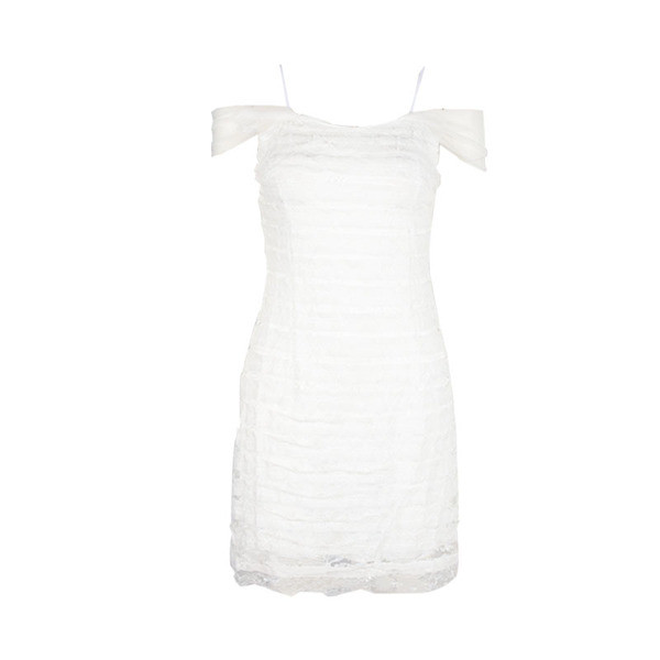 Rochie moderna de dama in alb cu bretele subtiri