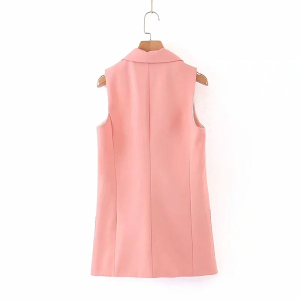 Vestă modernă de damă cu buzunare roz