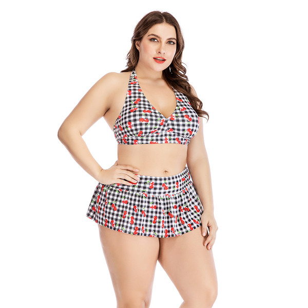 Costum de baie damă în carouri cu mărimi până la 4XL